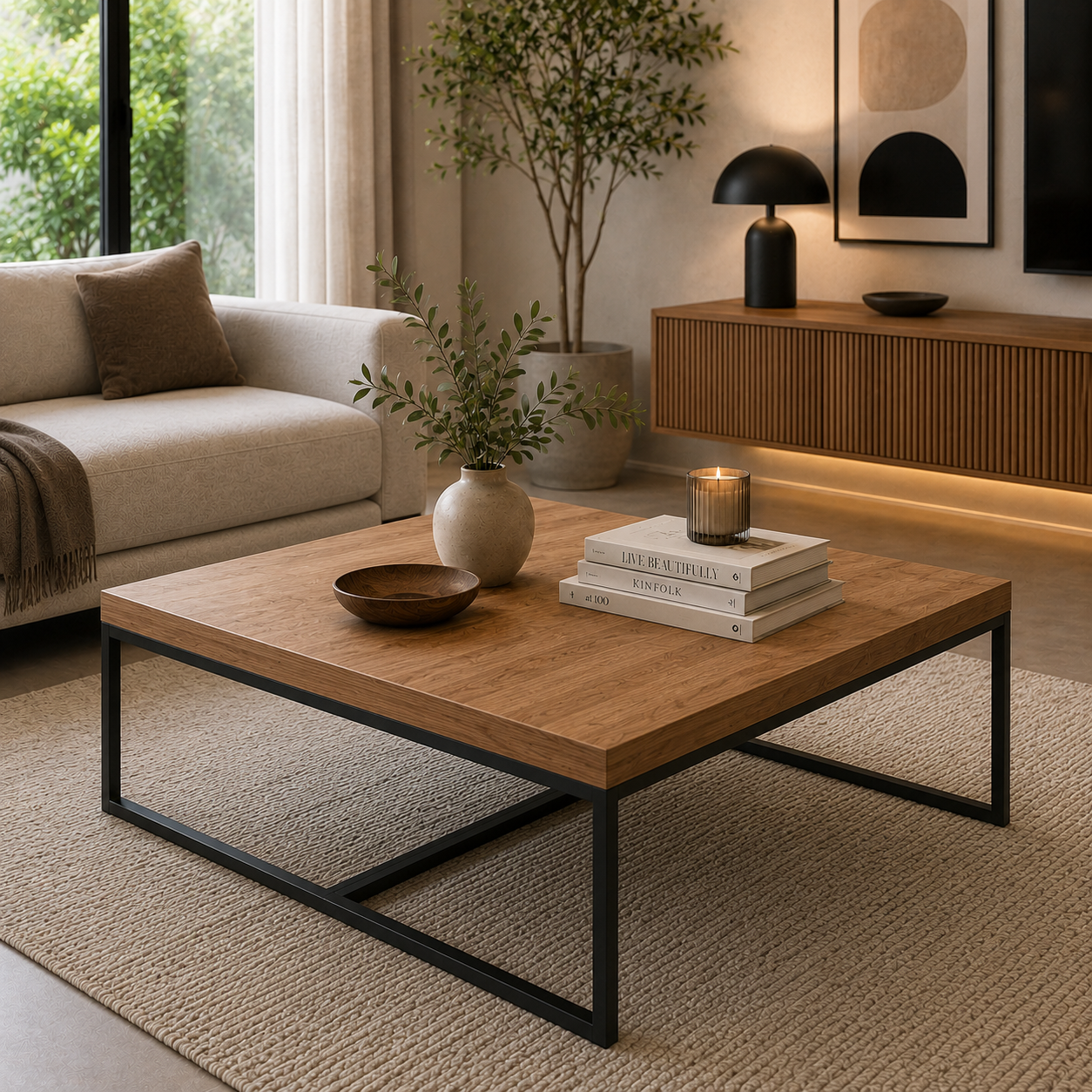 Mesa de centro escultórica en madera